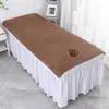 Toalha de Cama para Salão de Beleza com Acabamento nas Bordas, Toalha de Banho, Lençol para Maca de Massagem, Espessa e Absorvente, Pode ser Personalizada com Logo, Toalha para Maca de Terapia com Abertura, Toalha Grande
