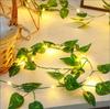 Luzes de Fio de Vinha Folha Verde Populares Transfronteiriças LED Fio de Cobre Dimerizáveis Luzes de Fio Decorativas Alimentadas por Energia Solar