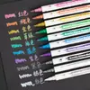 Pluma Metálica de Doble Punta Perlada Extremadamente Fina Pincel de Pintura Suave para Álbumes DIY de Estudiantes Tarjeta Negra Especial para Firmas Brillo