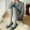 LeggingsLolita Retorcidos Estilo Japonés Blanco Leche Otoño e Invierno Forrados de Felpa Engrosados Cintura Alta Moldeadores de Vientre Medias de Punto Color Avena