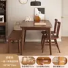 Mesa de Jantar, Mesa de Jantar Toda em Madeira Maciça, Apartamento Pequeno, Casa Simples para Alugar, Mesa de Jantar Longa, Cor Nogueira, Combinação Moderna de Mesa e Cadeiras de Jantar