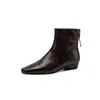 Botines de Piel de Oveja para Mujer, Punta Cuadrada, Cierre Trasero, Tobilleras, Botines Individuales, Nuevo Estilo Otoño e Invierno, Tacón Bajo, Botines Cortos, Botines Cómodos para Mujer, Botas para Mujer