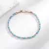 Comércio Exterior Europeu e Americano Pulseira de Mão Azul Turquesa com Branco AliExpress Nicho Luxo Leve Retrô Doce Romântico Pulseira Feminina