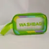 Bolsa de Cosméticos Transparente com Borda Colorida Fosca Personalizada, Simples, Portátil, À Prova d'Água, Necessaire, Cosméticos de Viagem, Armazenamento de Grande Capacidade