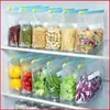 Bolsas de sellado engrosadas de grado alimenticio para uso doméstico, especialmente diseñadas para refrigerador y congelador, con cierre de cremallera y característica de sellado