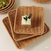 Cesto de petiscos de vime sintético prato de batata frita tecido de vime prato de frutas sala de estar doméstico amendoim frutas secas petisqueira cesto de legumes para fondue