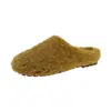 Pantuflas de Algodón Cerradas Cálidas para Otoño e Invierno 2026 para Exteriores, Pantuflas Peludas Planas Nuevas de Ponerse para Mujer, Color Albaricoque