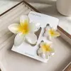 Conjunto de Presilhas de Cabelo Doces de Frangipani Estilo Verão Transfronteiriço, Grampo para a Parte de Trás da Cabeça, Presilha Tubarão, Acessório de Cabelo de Flor de Acrílico