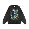 Suéter con capucha y estampado de calavera antigua, lavado pesado, estilo retro americano, para hombre y mujer, estilo urbano moderno, combina con todo.