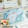 Estuche de Lápices de Gato con Lunares y Alas de Dibujos Animados Estilo Coreano Tela Multicapa Gran Capacidad Caja de Lápices de Papelería para Estudiantes de Primaria y Secundaria