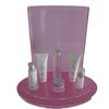 Soporte de exhibición grande de fábrica para productos para el cuidado de la piel acrílico, caja de exhibición de cosméticos, soporte de exhibición tipo L con base