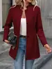 Estilo Europeo y Americano 2025 Nuevo Amazon Transfronterizo Ropa para Mujer Otoño e Invierno Solapa Ajustado Lana Color Sólido Moderno y Elegante