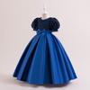 Comércio exterior fornecimento de novo vestido de meninas médio e grande manga bolha das crianças lantejoulas de cetim pettiskirt vestido de férias das crianças