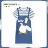 Pijama Feminino Verão Manga Curta Fino Desenho Animado Pequeno Fresco Fofo Estilo Ins Solto Camisola Doce Estudante Roupas de Casa