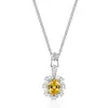 Collar con Colgante de Girasol Multicolor de Gran Venta Wish Transfronterizo con Diamante de Alto Carbono Brillante, Juego Exagerado de Pendientes y Anillo de Alta Resistencia
