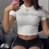 INS Verano 2024 Nueva Camiseta de Moda Irregular Ajustada con Ombligo Descubierto para Mujer de Manga Larga