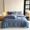 Cor Sólida Estilo Simples Amigo da Pele Nuvem Macia Bicolor 100% Algodão Algodão Puro 13372 Conjunto de Quatro Peças Lençol de Cima Lençol com Elástico Estilo Conjunto de Quatro Peças