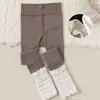 Polainas de Punto Trenzado Patchwork de Vellón Delgado Cepillado para Niñas Calcetines de Invierno Otoño Color Liso Ajustadas Cómodas Calientes Calcetines Infantiles