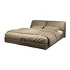 Cama de Couro Genuíno Orelha de Elefante, Estilo Minimalista Italiano, Quarto Principal, Móveis Foshan Guangdong, Cama com Baú de Couro Bovino Top-Grain com Caixa Alta