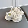 Zapatos de Papá para Niñas Otoño Nuevo Estilo Malla Transpirable Zapatos Deportivos para Niños Suela Suave Antideslizante Casual Zapatos Blancos Velcro