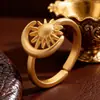 Anel Aberto Sol e Lua Novo Versátil Estilo Ins Transfronteiriço Europeu e Americano para Mulheres Anel Sol Lua Ajustável Anel para Dedo Indicador