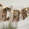 Placas Decorativas de Letras de Natal, Placas em Inglês 'Merry Christmas', Enfeites Pendentes para Decoração de Ambiente, Acessórios Decorativos de Madeira