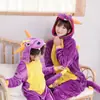 Pijama Enterizo de Dinosaurio de Dibujos Animados Lindo Perro Amarillo Grande para Otoño e Invierno para Chicos y Chicos para Parejas de Perros Ropa de Casa Franela