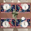 Fábrica de Origen Tem Día de la Independencia Estrellas Patrióticas Flores Florales Manteles Individuales Fiesta de Temporada Cocina Restaurante