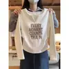 Camiseta de manga larga con cuello en V de algodón puro para mujer, nueva colección de otoño 2026, corte de hombro regular, estiliza, elegante y perfecta como capa interior o top básico.