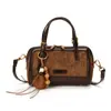 Bolso Boston de patchwork color chocolate, bolso tote de gran capacidad, nuevo estilo 2026, bolso de hombro para mujer, bolso cruzado, adecuado para ir al trabajo y viajar
