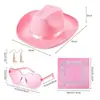 Amazon borde blanco sombrero de vaquero traje sombrero de vaquero blanco aretes pañuelo cuadrado gafas de amor set de cuatro piezas