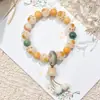 Pulsera de Bodhi Quemado con Carbón y Colgante de Pata de Gato, Pulsera de Jade Blanco para Estudiantes, Venta al por Mayor de Cuentas de Oración Budistas