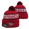 Gorro de Punto Cálido para Otoño e Invierno de la NFL para Hombres y Mujeres con Letras Bordadas de Estilo Pop y Pompón