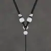 Colar com Cordão e Pingente de Jade Natural, Pingente de Jade com Fivela de Paz e Cordão Grosso