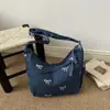 Bolsa de Ombro Transversal Casual Versátil de Brim Moda Simples com Laço Grande Capacidade Verão 2026 Nova Estilosa