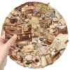 50 Pegatinas Retro de Cafetería Doble Transparente Pegatinas Transparentes para Mascotas DIY para Diarios, Teléfonos, Maletas y Botellas de Agua