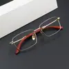 Armazón de gafas de montura completa de titanio puro de alta calidad para hombre de negocios sándalo rojo cara grande miopía se puede equiparar con armazón de gafas