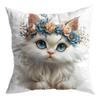Nueva funda de almohada con estampado de gato blanco de ensueño de Amazon transfronteriza, funda de almohada decorativa para cojín de ambiente