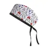 Gorro Quirúrgico de Algodón Estampado Ajustable para Mujer Tipo Turbante, Gorro para Dentista de Clínica Oral, Estampado de Dibujos Animados para Hombre