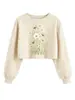 Amazon eBay estación independiente moda elegante cómoda sudadera corta floral para mujer con flores blancas, amarillas y rosas