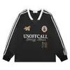 Ropa para Hombre Retro Americano Estilo Academia Deportiva Camiseta Rayada Camiseta de Manga Larga Holgada con Cuello en V para Mujer Primavera y Otoño