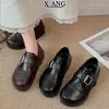 Zapatos de mujer estilo Birkenstock de piel de vaca suave, suela gruesa, aumento de altura de 5 cm, punta redonda, zapatos pequeños de cuero estilo JK universitario, zapatos negros para el trabajo.