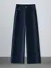 Calça Reta Feminina 2026 Novo Estilo Jeans Macio Cintura Alta Calça de Perna Estreita Larga com Bordado, Fluida e Versátil Calça Casual para Mulheres