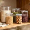 Pote de Armazenamento Doméstico Reto Transparente Pote Selado Doméstico à Prova de Insetos e Umidade de Grande Capacidade para Cereais e Grãos