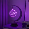 Luz de estrelas e lua LED Amazon transfronteiriça bola de rattan de maçã luminária de mesa criativa corda de cânhamo ferro USB luz noturna decorativa