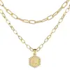 Venta caliente de Amazon 26 letras colgantes en inglés collar creativo simple multicapa apilado hexagonal cadena para clavícula de mujer