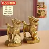 Adornos de latón y cobre, un par de figurillas Qilin, manualidades decorativas Qilin, figurillas Qilin de cobre