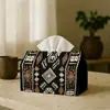 Caixa de Lenços Totem Preto e Branco Mais Vendida no Exterior, Padrão e Tamanho Personalizáveis, Caixa de Lenços de Couro à Prova d'Água para Armazenamento Doméstico