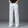 Jeans Blancos Italianos para Hombre, Nuevo Estilo Otoñal, Corte Recto Holgado, Elásticos, Modernos, Pantalones Casuales Versátiles