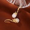 Pendientes de plata 925 chapados en oro con circonitas y jade blanco Hotan, ligeros y de lujo, para mujer.